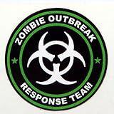 3 - Zombie Outbreak Response Team Green Hard Hat / Helmet Stickers 1 1/2