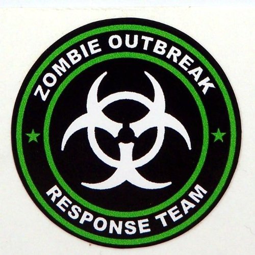3 - Zombie Outbreak Response Team Green Hard Hat/Helmet Stickers 1 1/2” H125