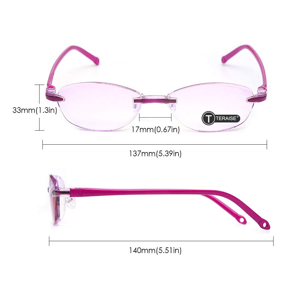 TERAISE Lesebrille, rahmenlos, Diamantschliff-Design, Anti-Ermüdung, klare Lesebrille für Männer