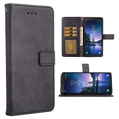 Phone Case for Samsung Galaxy S8 Active Folio Flip Wallet Case,PU Leather Credit Card Holder Slots Full Body Protection Kickstand Protective Phone Cover for Glaxay S8Active 8s S 8 8Active G892A Black