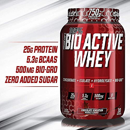 iSatori Bio-Active Whey Powder Chocolate Sensation (30 Servings) Classic Blender Bottle (Clear Bottle with Red Top) - Image 8
