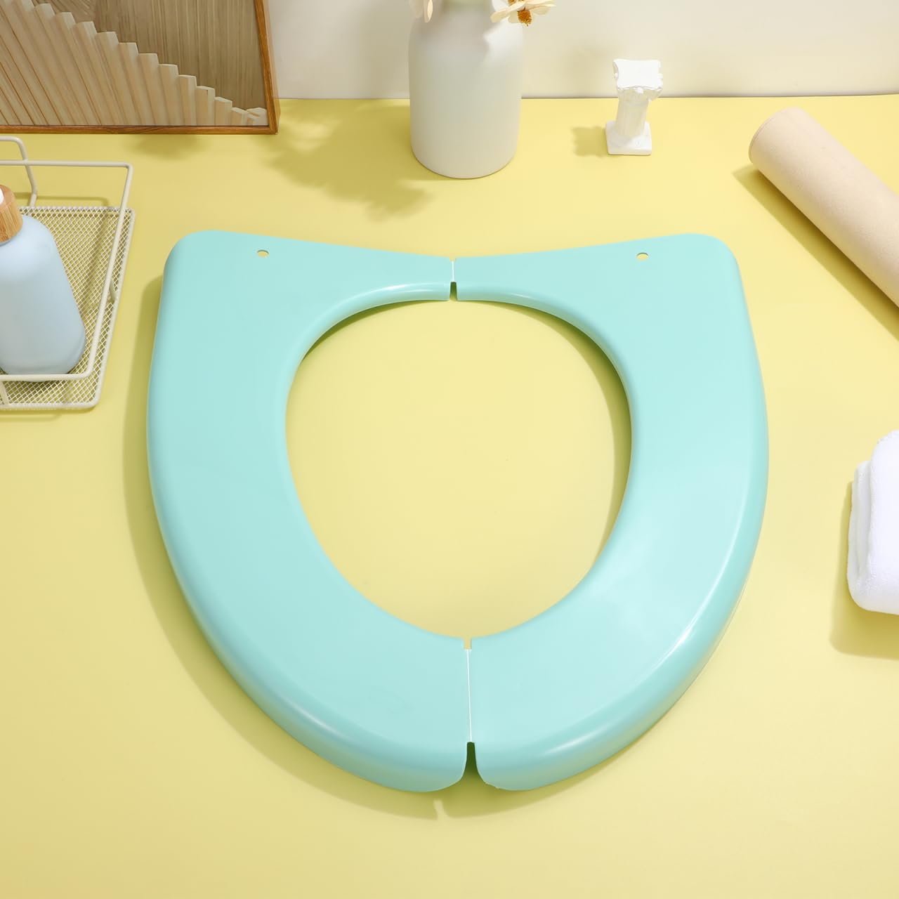 Sedile WC pieghevole in silicone portatile, per sedile igienico, portatile, portatile, da viaggio, con cuscino in silicone antiscivolo, riciclabile per vasetto da viaggio
