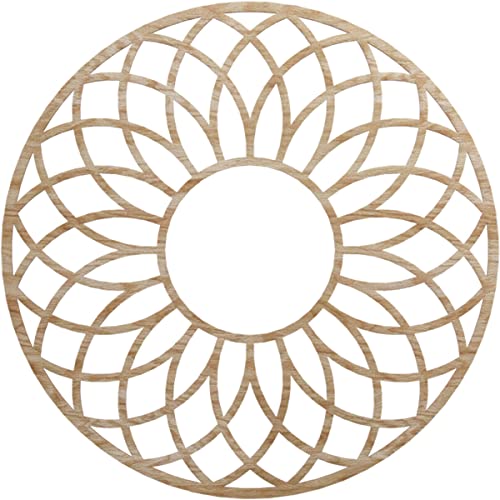 Image of Ekena Millwork 36 inchOD x 12 1 /4 inchID x 1 /4 inchT Cannes Wood Fretwork Pierced Ceiling Medallion, Red Oak