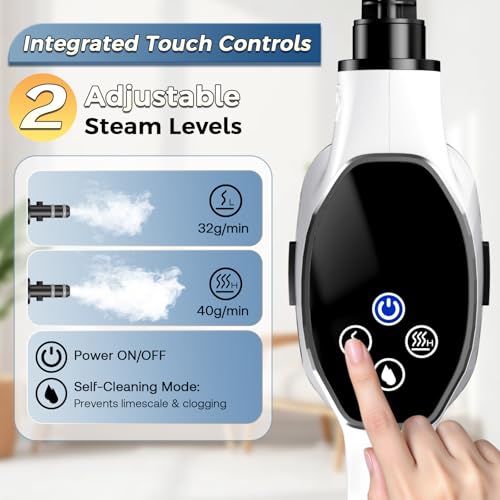 Image of Handheld Steam Cleaner, Portable Steamer for Cleaning with 18PCS Accessories, 12s Fast Heating, Pressurized Steam Cleaner for Home, Kitchen, Bathroom, Car Detailing, Window, and Clothes, White