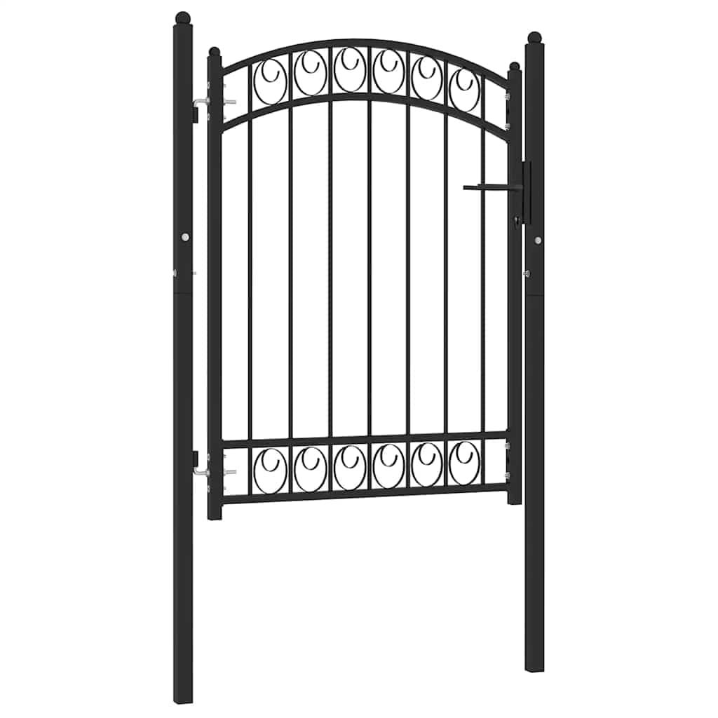 vidaXL Cancello per Recinzione ad Arco in Acciaio 100x125 cm Nero