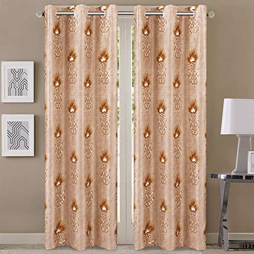 Image of Queenzliving Secret Linen Curtain, Long Door 9 feet- Pack of 2, Brown
