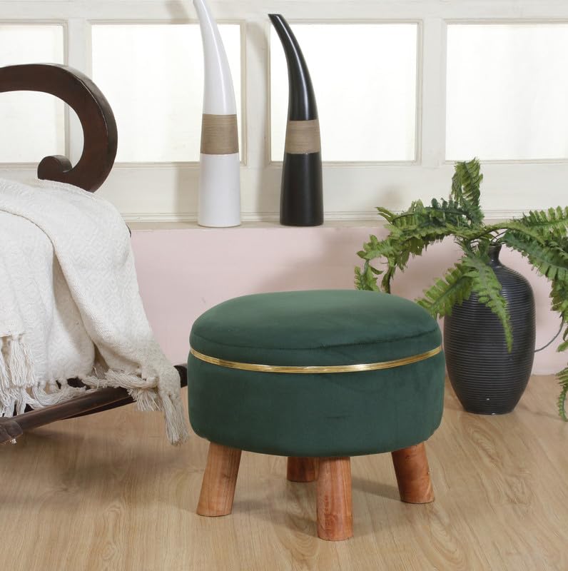 Ottoman pouffe Stool for Living Room Small Kids Stool for Baby Study Table Stool for Child Kids Room Baby Sofa Stepstool Children Wooden Stools 14x12 Inch, Green-image-44