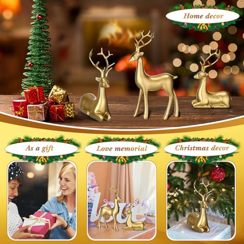 Figuras de Reno Navidad 8 Piezas Decoración Dorada miniatura 6