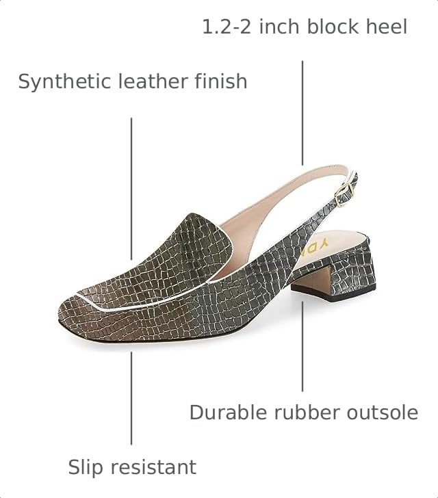 Image of YDN Women Closed Square Toe Block Low Heels Slingback Formal Loafer Dressy Shoes Office Lady Pump Size 4-15 US