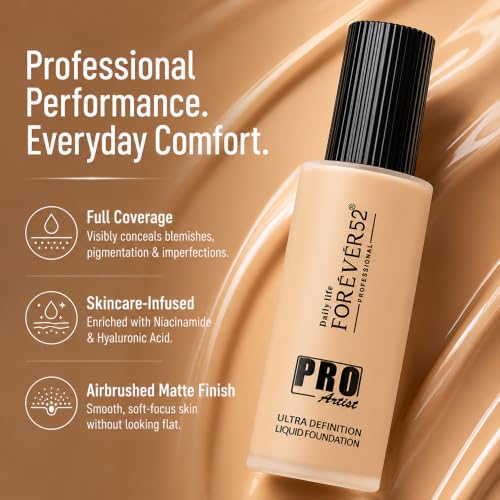 Image of Daily Life Forever52 Pro Artist Ultra Definition Liquid Foundation|High-Pigment, Full Coverage, 24-Hour Wear, Waterproof & Sweatproof, Lightweight Hydrating, Oil-Free Formula