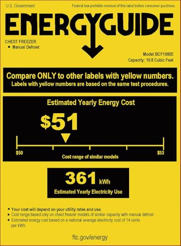 BLACK+DECKER 19.8 Cu. Ft. Chest Freezer, Deep Freezer with Top Opening, Freezer Chest with 4 Removable Storage Baskets, Mechanical Temperature Control, Manual Defrost, R600a Refrigerant,BCF1980E,White on Fridge.com