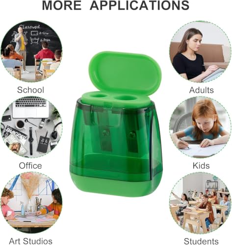 Dual Hole Manual Pencil Sharpener with Shaving Container,Compact, Portable, Minimalist Design, Plastic Body, Student Stationery, Children's Pencil Sharpener, Office Stationery, Art Student Specific - Image 7