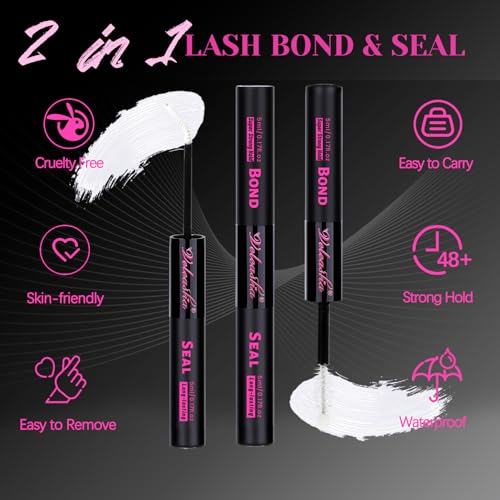 Veleasha Wimpern Bond und Seal Wimpern Cluster Kleber wasserfester Wimpernkleber lang anhaltend für DIY Wimpernverlängerungen super starke Haftung 72 Stunden für den Heimgebrauch (10ml Weiß)