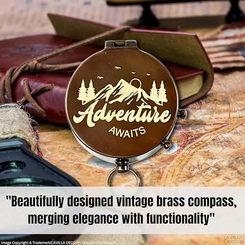 Brújula de Latón Grabada con Cita para Mi Hijo – Diseño de Aventura con Mensaje Inspirador – Estilo Vintage con Funda de Cuero y Cadena miniatura 5