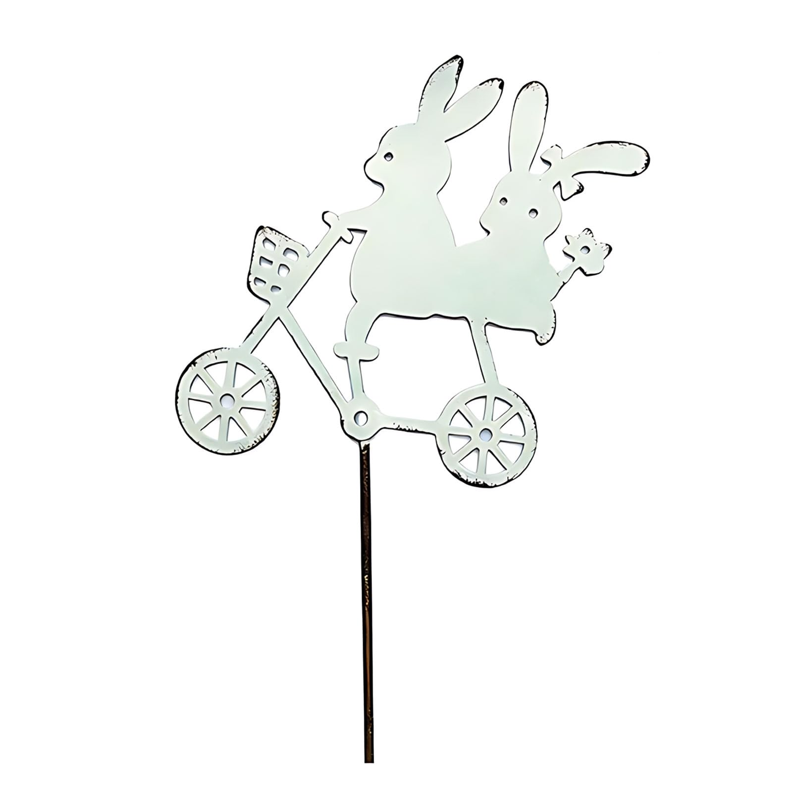 matumou Bunny Garden Stakes, Metal Rabbit Yard Decor, Weather-Resistant Decorative Garden Ornaments, Bunny Bicycle Statue for Lawn