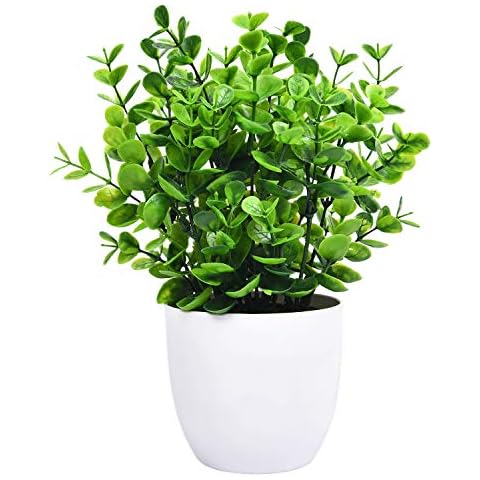 Artflower Eucalyptus Potted Plant Green Faux Potted Plants Mini Artificial Plants in Pots for Office Table Bathroom Greenery Room Home Decor Cover
