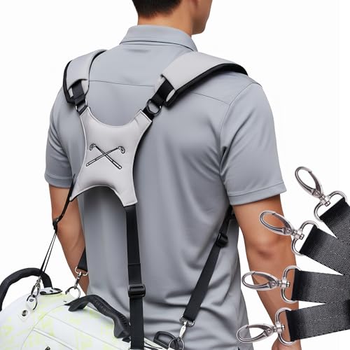 Zorslesy Golf Bag Straps, Universal Replacement Double Shoulder Adjustable Golf Carrying Bag Straps for Tool Backpacks, Cello Case, Ski Bag, Backpack Sprayer, Dog Backpack, Hiking Bag Grey
