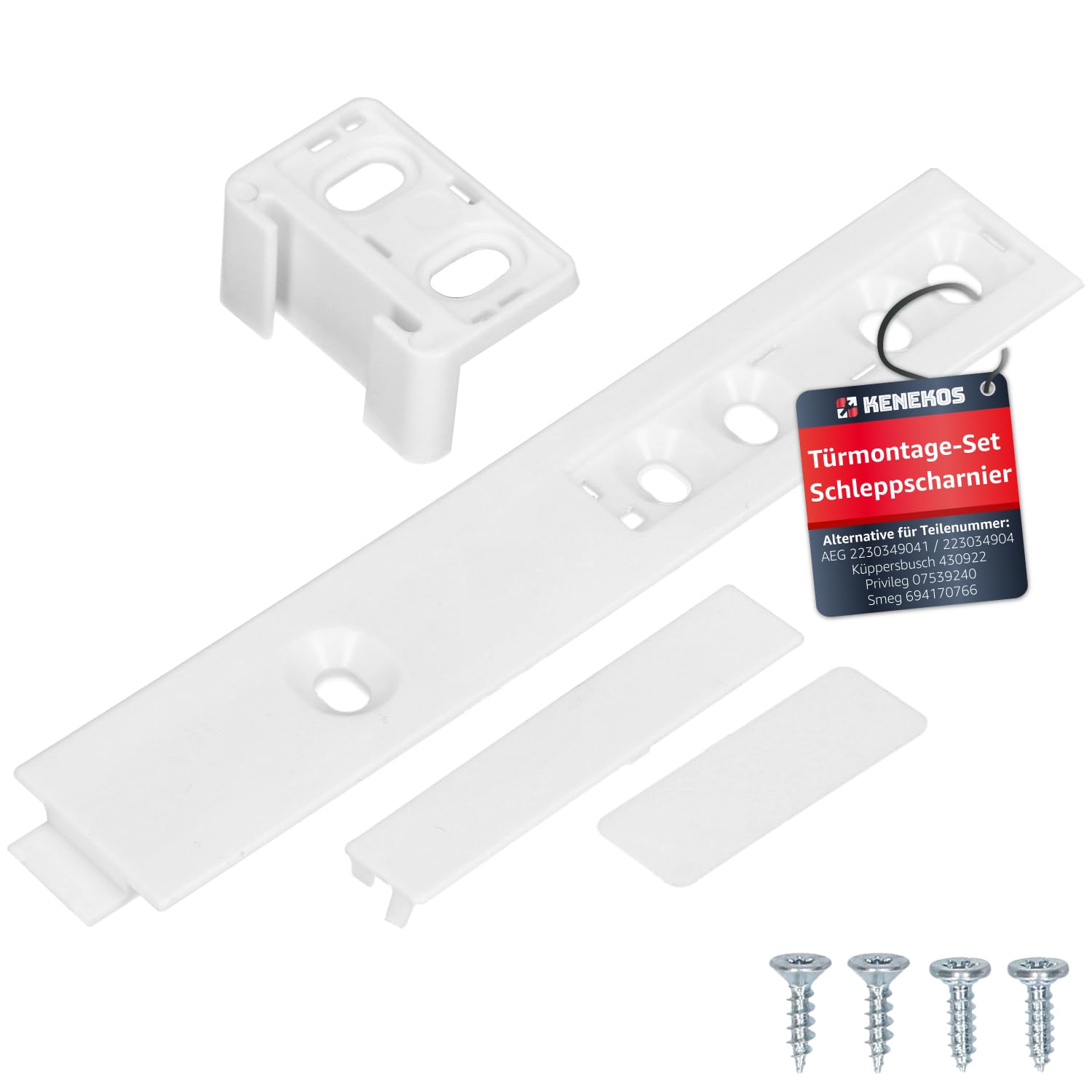Kenekos - Türmontageset Schleppscharnier kompatibel mit Kühlschrank AEG, ersetzt Ersatzteilnummer 2230349041, 223034904, geeignet für Küppersbusch 430922, Juno, Zanker, Zanussi