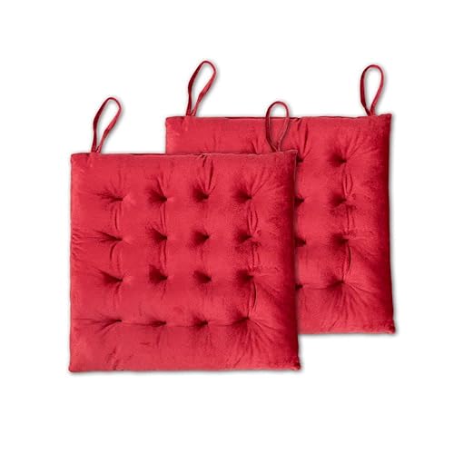 Sperame Chair Cushion, Super Soft 17 Inch Square Chair Pads，Indoor And Outdoor Multifunctional Strapable Floor Mats Of 2 Pack Red #TOP11