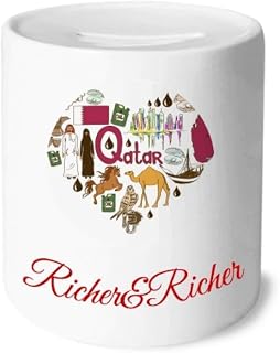 Qatar Love Heart Landscap National Flag Rich and Rich Bank Saving Box Coin