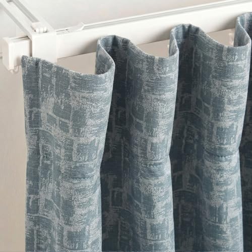 Image of FRESH FROM LOOM 8 ft Door Curtains for Slider Track | Non-Ring Curtains | S-Wave Pleat | Non-Ring Curtains | S-Wave Pleat | Parda | Light Block Blackout Parde | (Sky Blue | 8 Feet Long, 1pc)