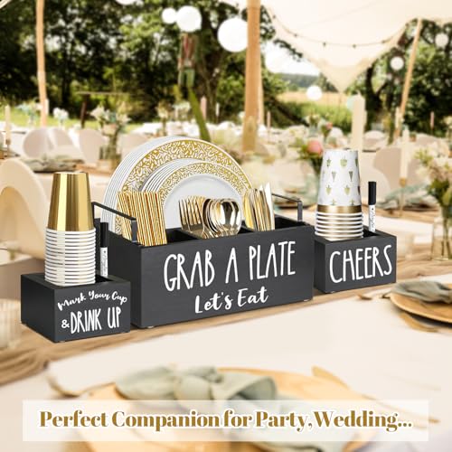 Paperplateholderswith2cupholdersandmarkerswoodpaperplatedispenserkitchenutensilholderpaperplateorganizerforcountercutlerycaddynapkinholderforpartycampingpicnicblack Urban Country Home Decor Paper plate holders with 2 cup holders and markers wood paper plate dispenser kitchen utensil holder paper plate organizer for counter cutlery caddy napkin holder for party camping picnic black urban country home decor