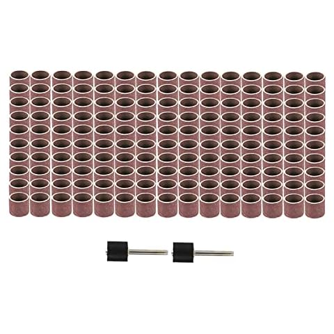 152 Pieces Drum Sander Kit, 150 Pcs 180 Grit Sanding Drum Nail Sanding Band Sleeves and 2 Pieces Drum Mandrels for Rotary Tool, Inner Dia 12.7 mm Cover