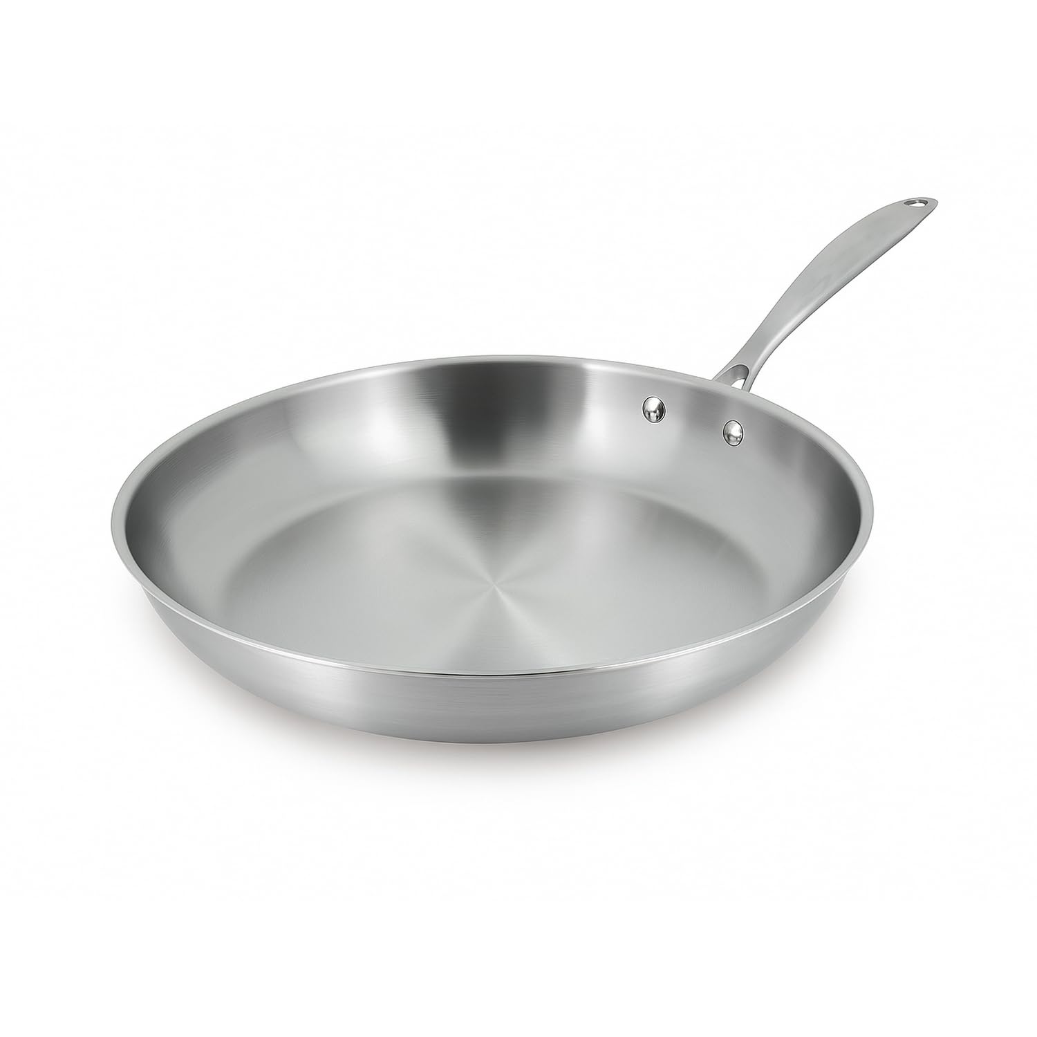MENASTYL - Poêle inox 18/​10 Triply 32cm tous feux dont induction fabriquée en France - sans PFAS ni substances nocives - Compatible lave-​vaisselle - Poignée rivetée - 6020488