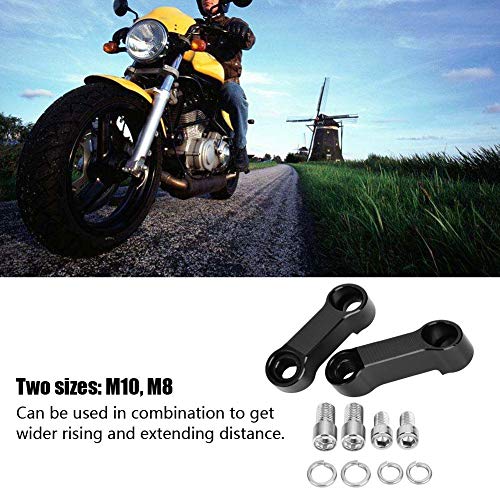 Adattatore per Specchietti Retrovisori Moto, in Alluminio, Filettatura 8/10mm, Alzatesta per Specchie