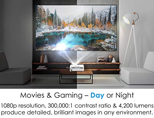 Short Throw Laser Home Theater Projector for Home Entertainment | 4K HDR Input | 4,200 lumens Brightness | Lamp-Free Operation for 30,000 hours