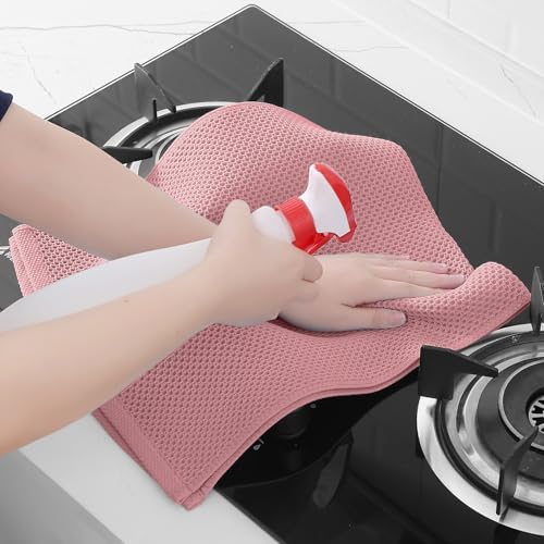 Image of Homaxy 100% Cotton Waffle Weave Kitchen Dish Towels, Ultra Soft Absorbent Quick Drying Cleaning Towel, 13 x 28 Inches, 8-Pack, Dried Rose