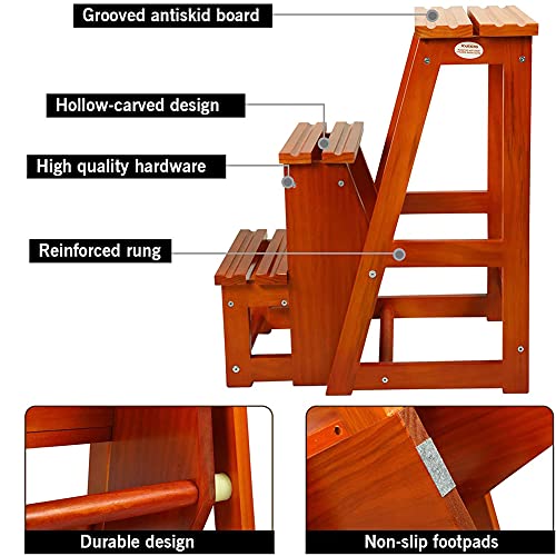 Escalera de tijera portátil y plegable hecha de madera multifuncional para espacios pequeños 6