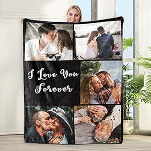 COSPOT Custom Photo Blanket for Couples, Personalized Fleece Throw Blankets, Flannel Picture Blanket, Gifts for Husband…