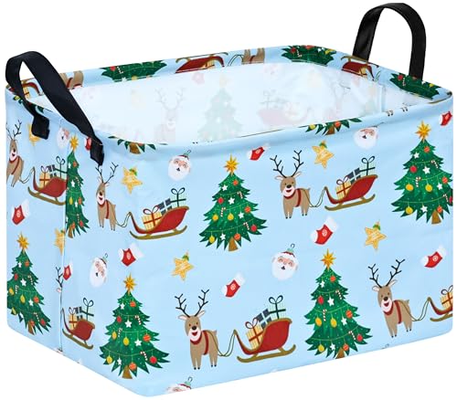 KUNRO Gift Toy Storage Basket for Girls and Boys, Storage Organizer for Nursery Hamper Home Bedroom Laundry Hamper Shelf Easter Baskets (Christmas Tree)
