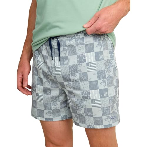 HUK Mens Pursuit Volley Pattern, Quick-Dry Swim Shorts for Men, Harbor Mist 2.0, XX-Large