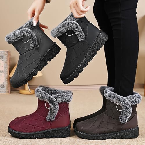 Women'S Waterproof Winter Snow Boots Warm Fur Lined Comfort Slip On Outdoor Lightweight Non-Slip Ankle Booties4