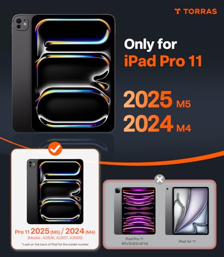 Image of TORRAS Ostand K1 Guardian for iPad Pro 11 inch Case M5 2025 & 2024 M4, Ultra Stable Stand, Multiple Adjustable Viewing Angles, Slim Protective Kickstand iPad Pro 11 Case with Pencil Holder, White