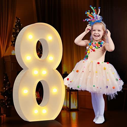 Tongjoy 8th Birthday Decorations for Girls, Marquee Light Up Numbers 8, 3FT Marquee Number Balloon, Marquee Light Up Numbers for Party Decoration, Anniversary Party Decorations, Balloon Arch Kit