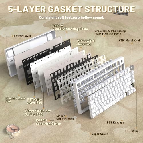 Clavier mécanique sans fil interchangeable à chaud avec batterie 4000mAh et écran TFT intégré - 6