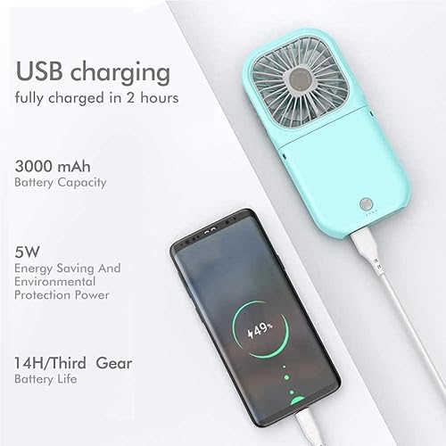 Miniatura 4 de Allxin Ventilador de cuello portátil mini ventilador de mano silencioso plegable USB recargable funciona para oficina en casa viajes al aire libre