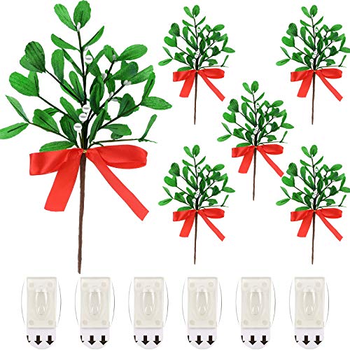 WILLBOND 6 Pieces Artificial Mistletoe Picks...