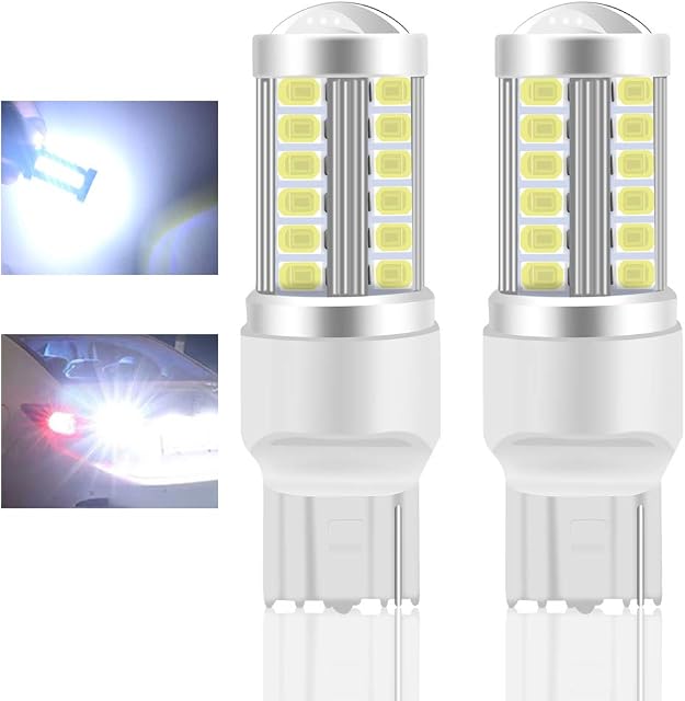Teguangmei 7440 7440NA T20 7441 992 Car LED Bulbs White 900LM Ultra Bright 5730 33-SMD LED Reversing Brake Tail Stop Rear Fog Lamps Position Tail Light 12-30V 3.6W- 2Pcs