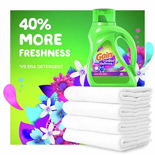 Gain + Odor Defense Laundry Detergent Liquid Soap, 2-Pack, Super Fresh Blast Scent, 65 Fl Oz Each #TOP5