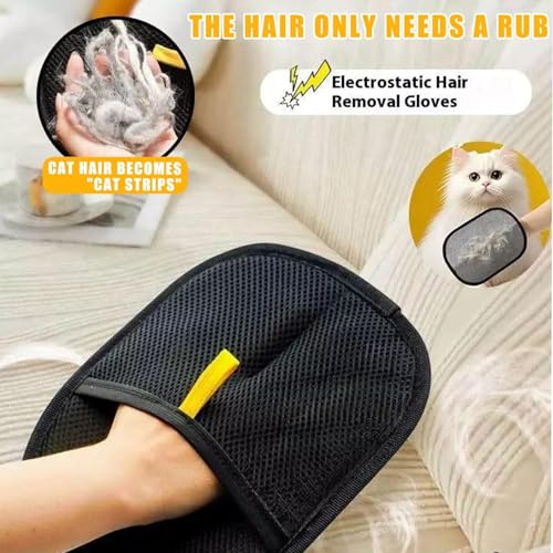 Image of 3pcs Pet Hair Removal Glove for Cats & Dogs, 2025 New Upgrade Efficient Grooming Gloves for Pet Hair, Reusable Cat Dog Electrostatic Hair Remover Grooming Glove Tool
