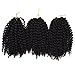 Silike Marlybob Kinky Curl Crochet Hair 8 Inch (3 Bundles/pack) Mali Bob Crochet Braiding Hair Afro Kinky Curl Hair Extension(1#)