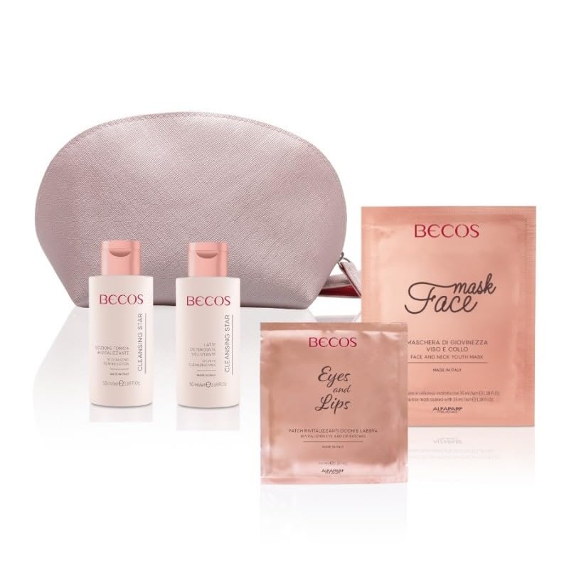 Becos Essential Beauty Face Set - Latte Detergente 50ml + Lozione Tonica 50ml + Maschera Viso&Collo + Patch Occhi&Labbra