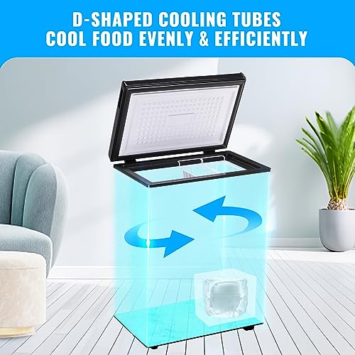 Image of Mini Chest Freezer Compact Deep Freezing Machine with Electronic Temperature Control (Accurate to 1 ℉) Freestanding Small Freezer with 2 Removable Storage Baskets Black