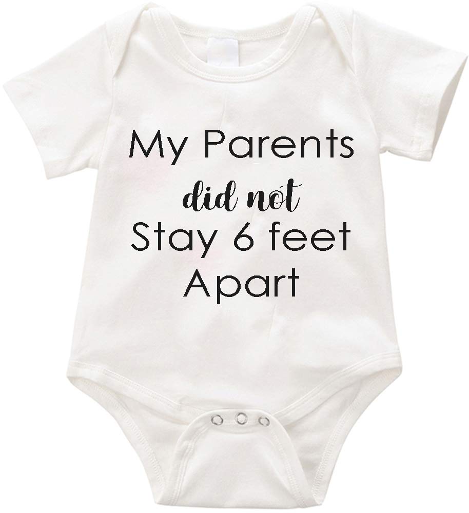 My Parents Did not stay 6 feet apart- Romper -Custom Personalized Birthday Baby Gift-Personalized-Gift (White, 6M)