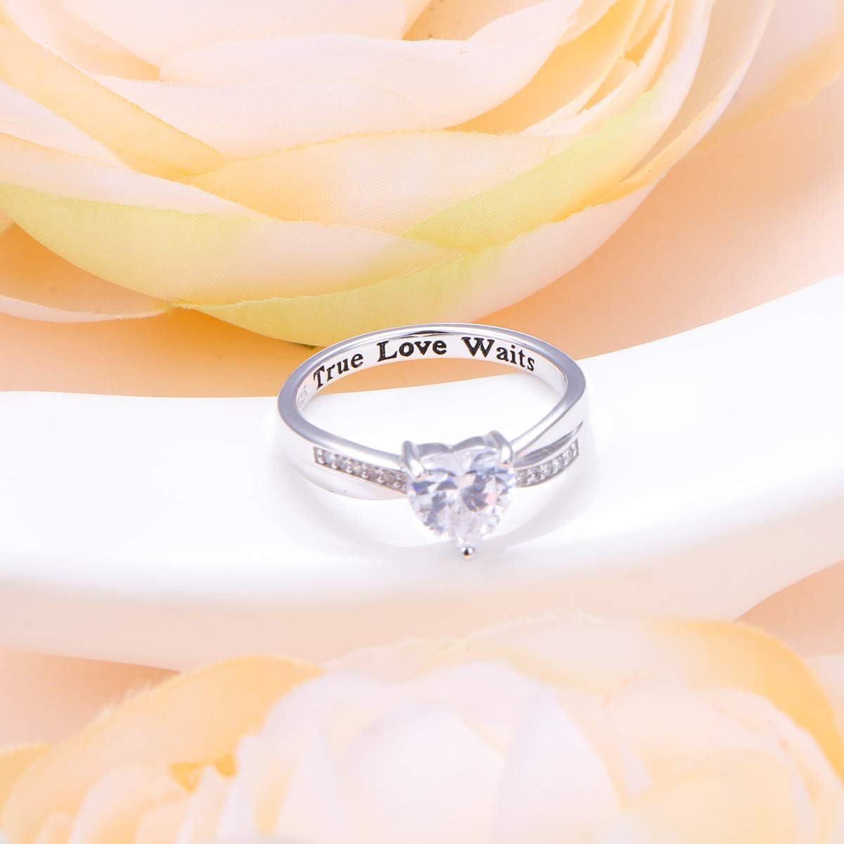 DAOCHONG S925 Sterling Silver True Love Waits Infinity Criss Cross Heart Engagement Wedding Ring for Women Girlfriend Wife - Image 3