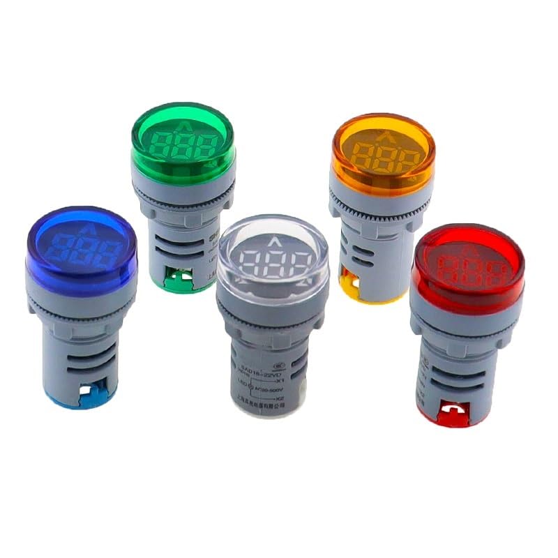 Digital AC Voltmeter DIY Mini Digital Voltmeter 22mm Round AC 12-500V Volt Voltage Tester Meter Power LED Indicator Lamp Light Display(Red)